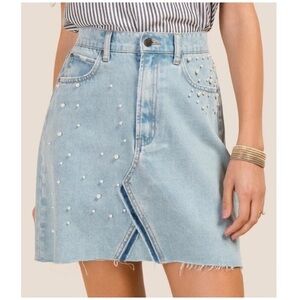 Velvet Heart Raw Edged Denim Skirt Size 25 NWT